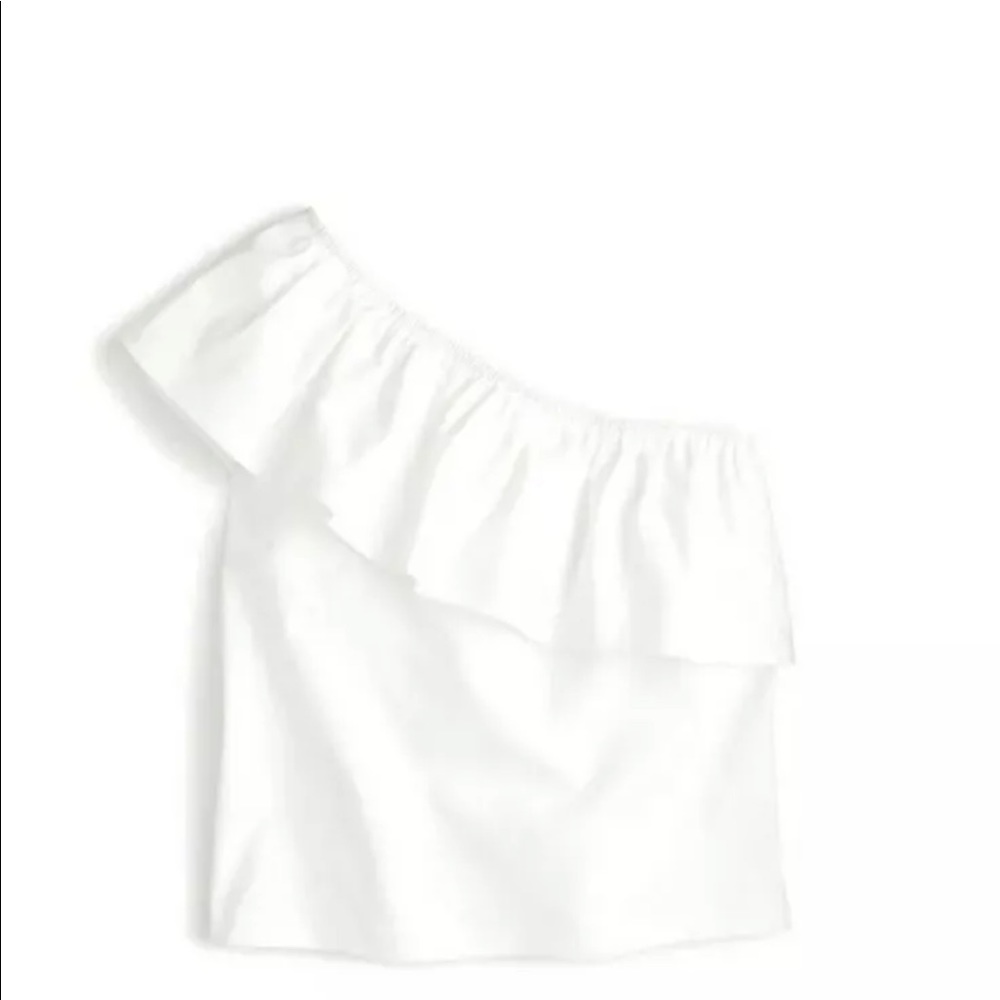 J.crew One-shoulder Ruffle top NWT WHITE Size M Style G7065